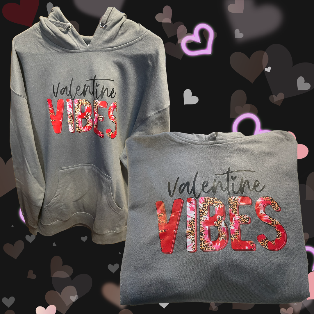 Valentine Vibes Charcoal Grey Hoodie