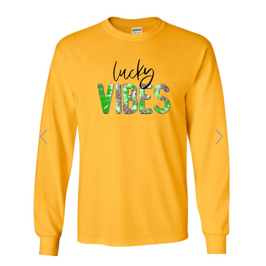 Lucky Vibes Long Sleeve Gold Shirt