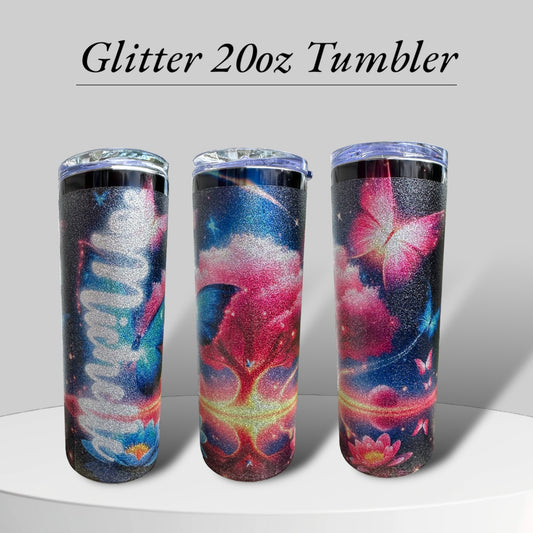 Glitter Butterfly Scene (personalized) 20oz Tumbler