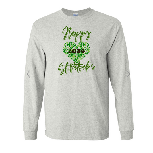 2024 St. Patrick’s Day Gray Long Sleeve Shirt