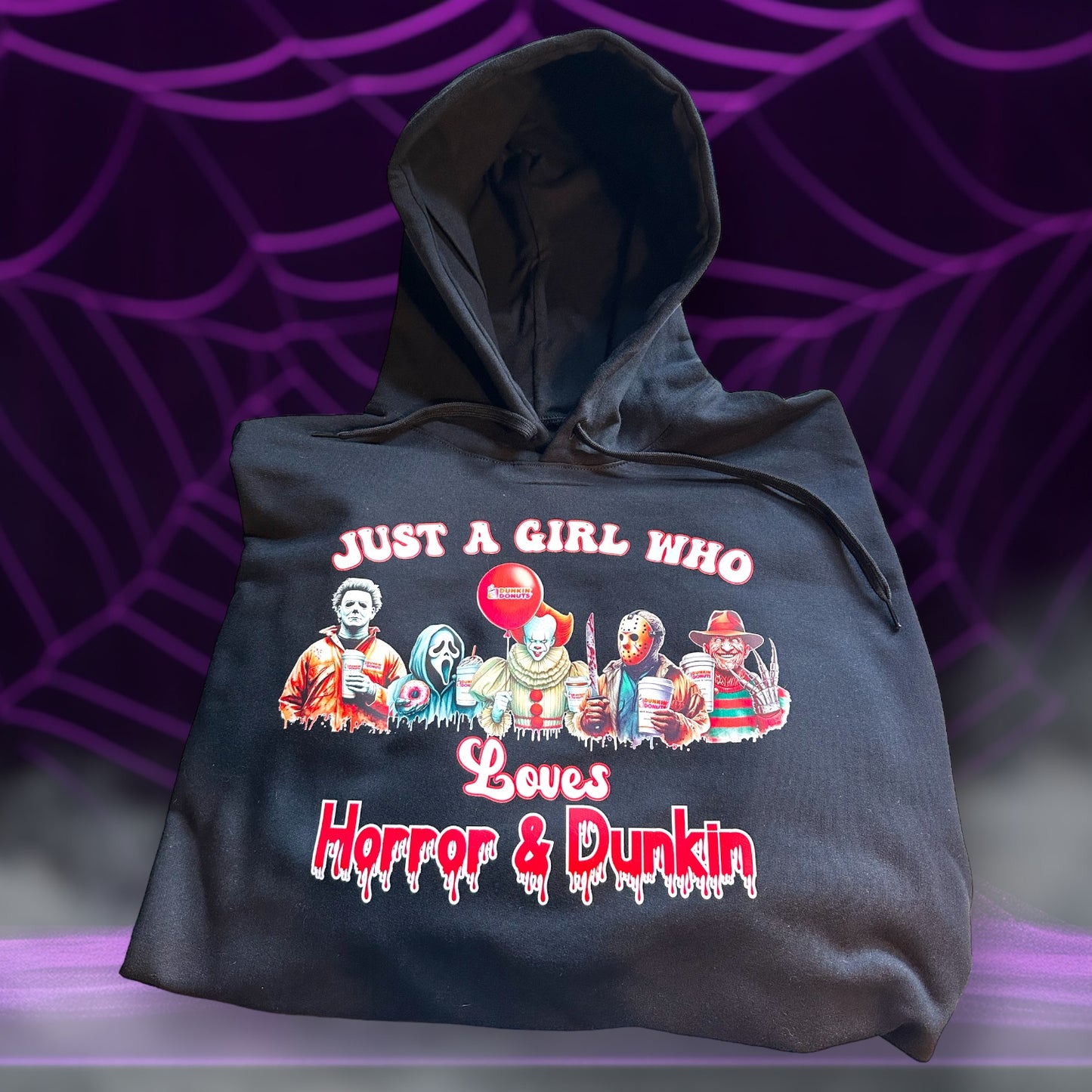 Just A Girl Who Loves Horror & Dunkin Hoodie