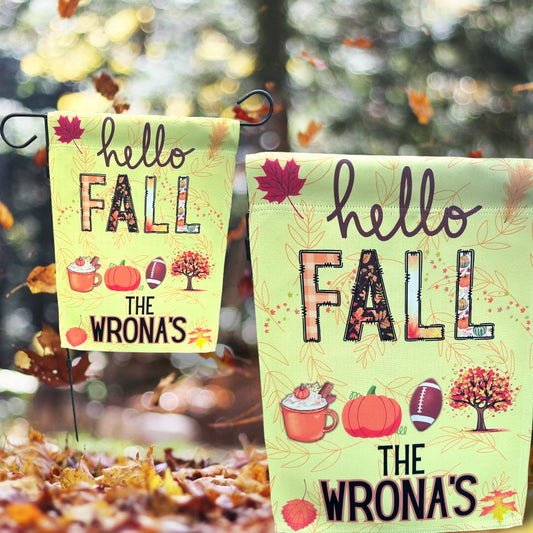 Personalized Hello Fall Garden Flag