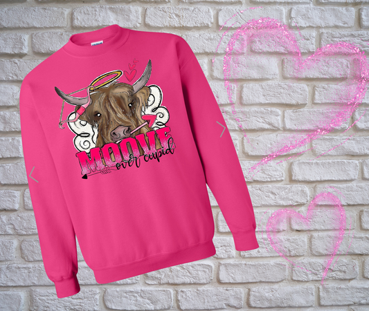 Pink Mooove Over Cupid Cow Sweatshirt