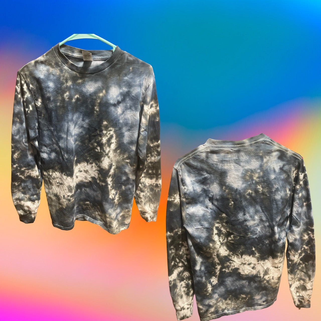 Love You, F U Mixed Word Long Sleeve Tie-Dye Shirt