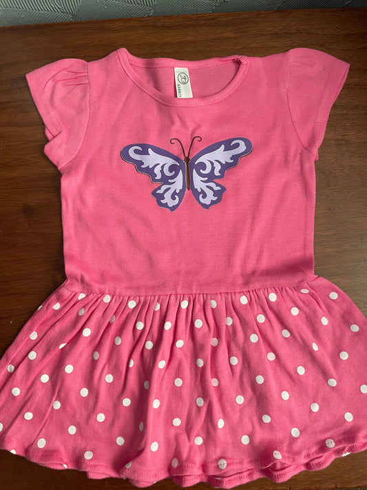 Little Girl’s Butterfly Polka Dot Dress