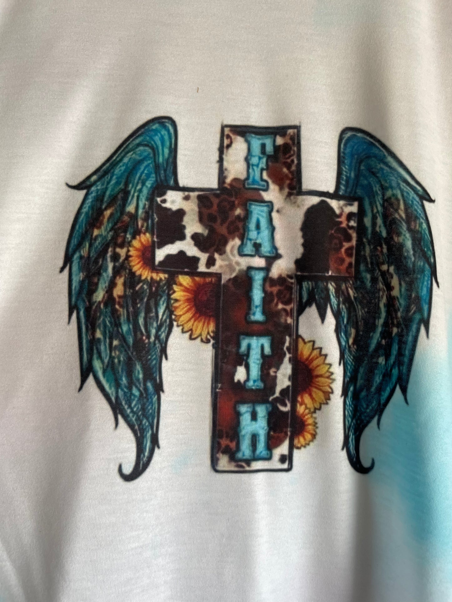 Faith Graphic White and Teal Shirt