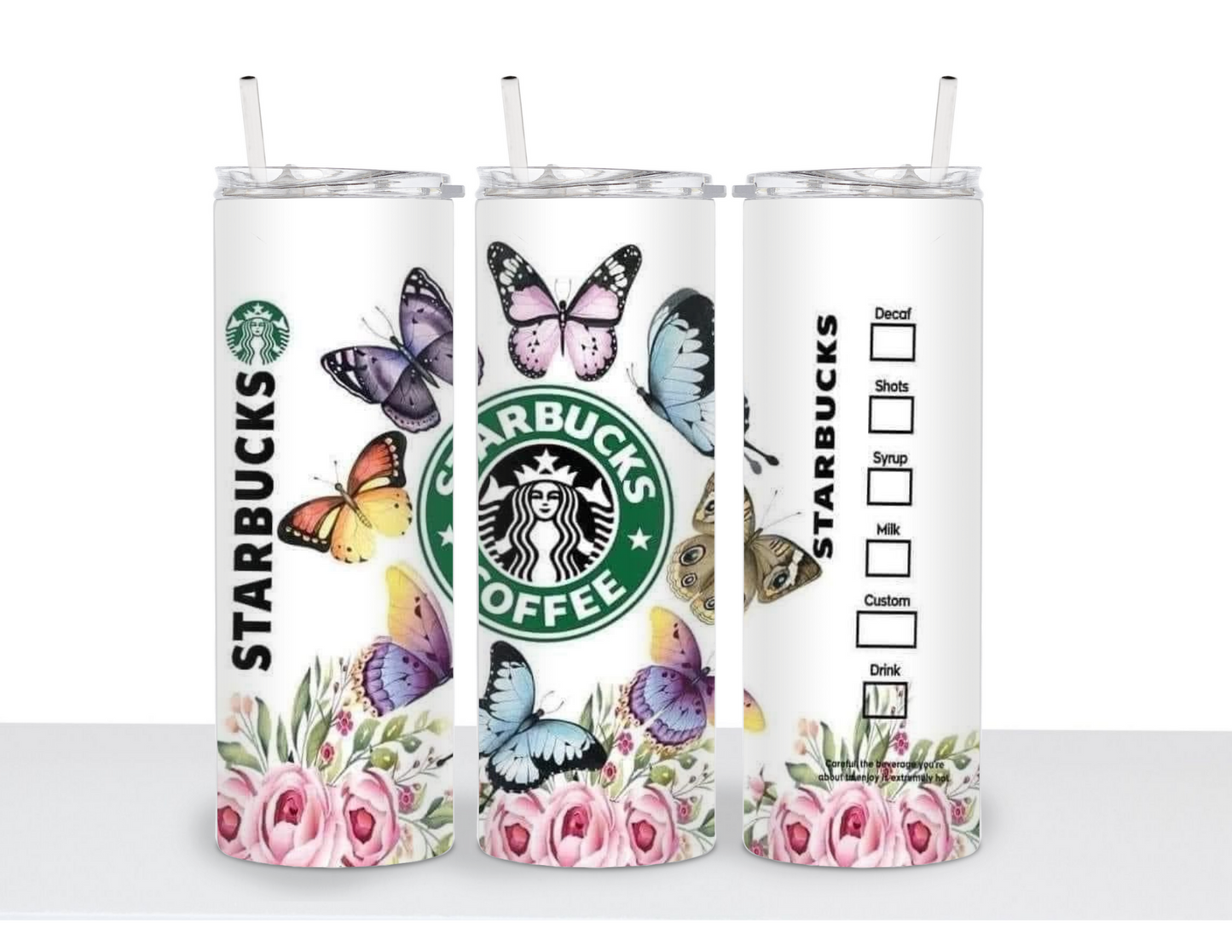 Starbucks Theme Butterflies 20oz Tumbler