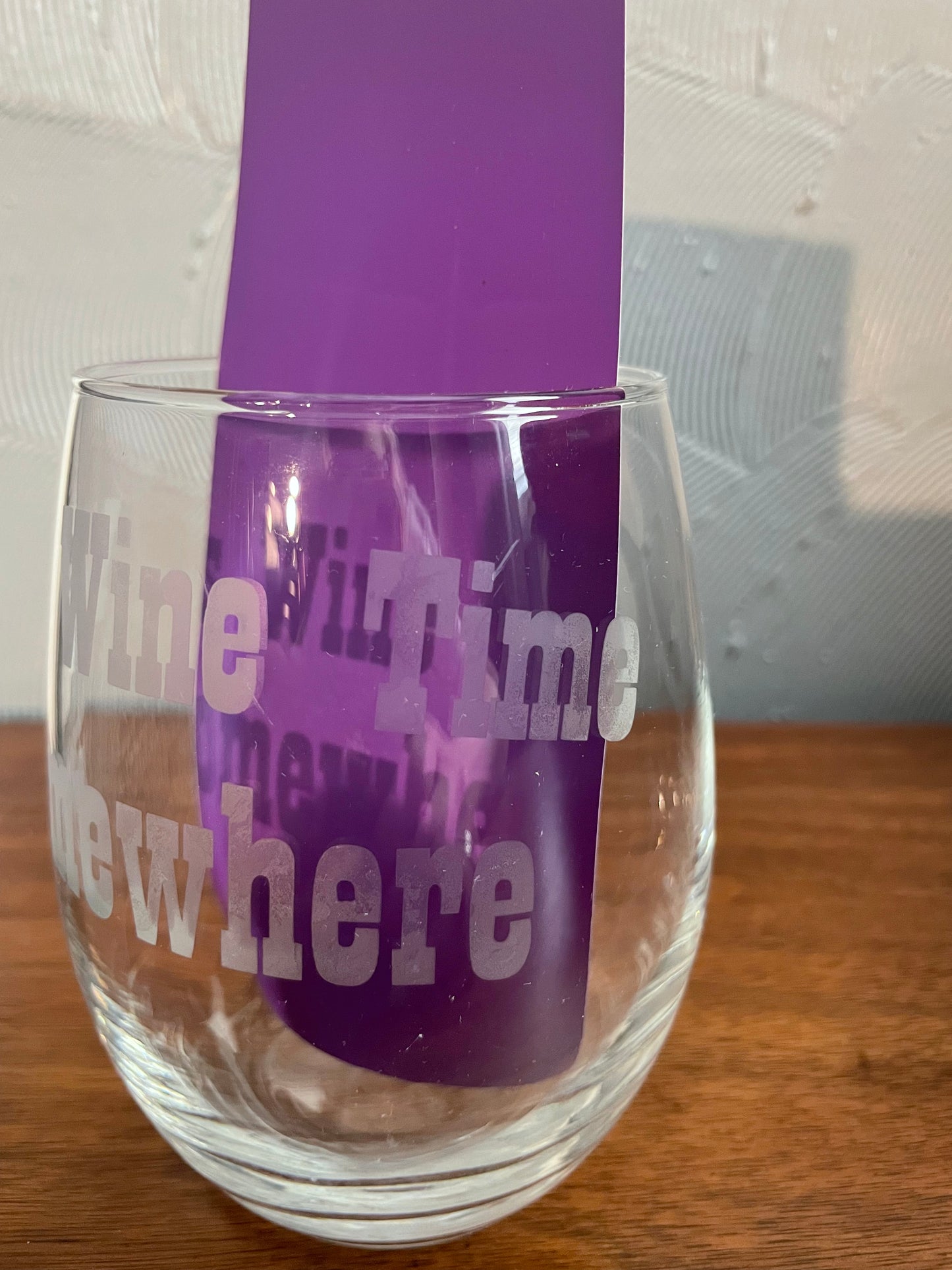 Wine Time Etched Stemless Wine Glass