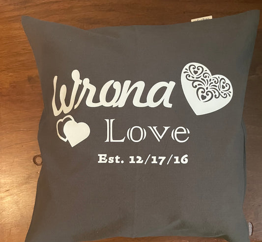 Personalized Family Name and Wedding Date Pillow Cover