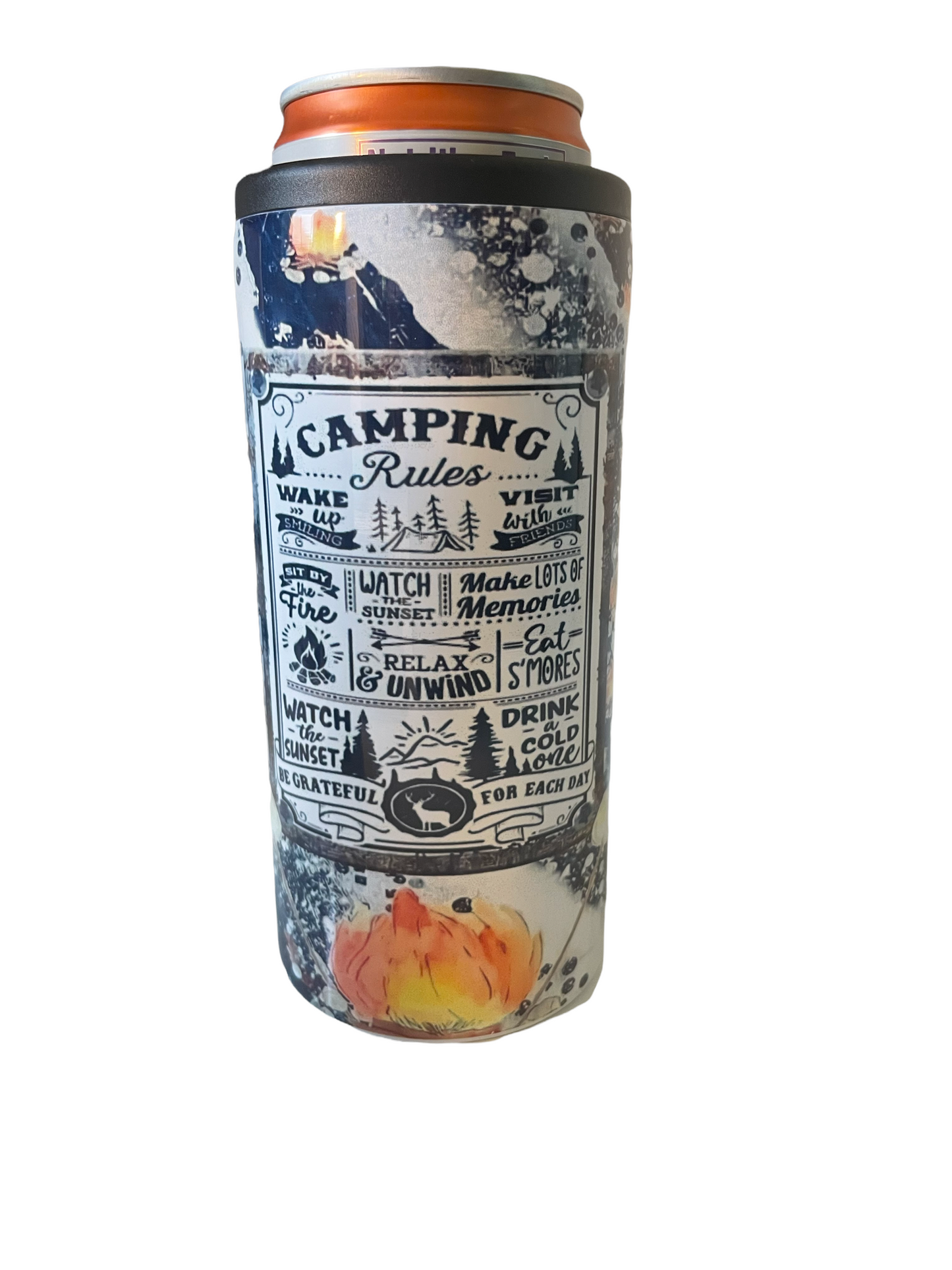 Camping Rules 11oz Can Cooler