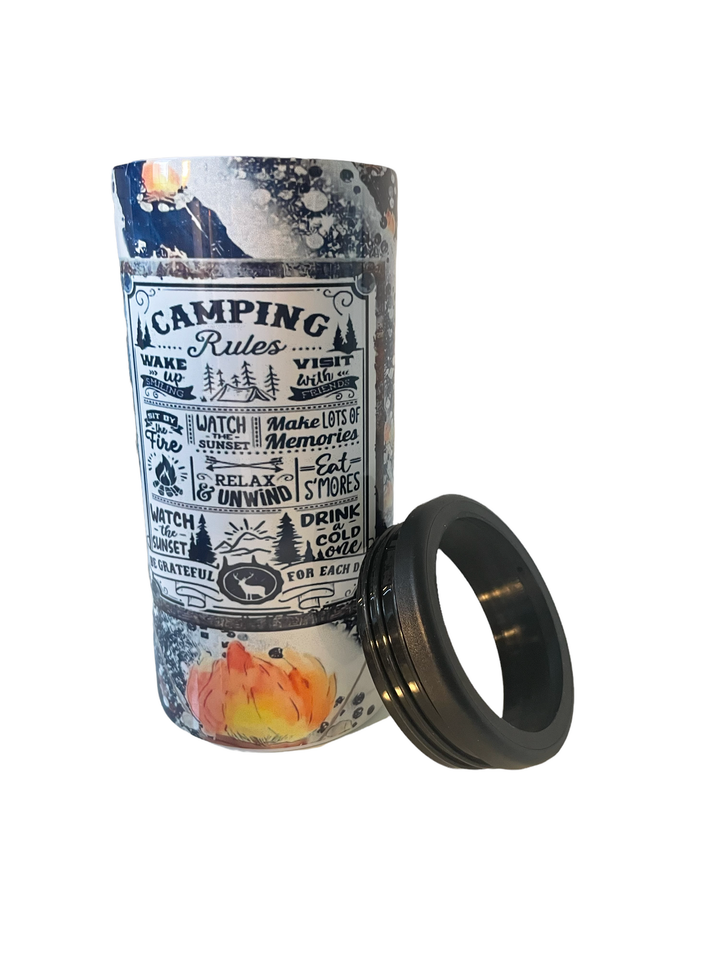 Camping Rules 11oz Can Cooler