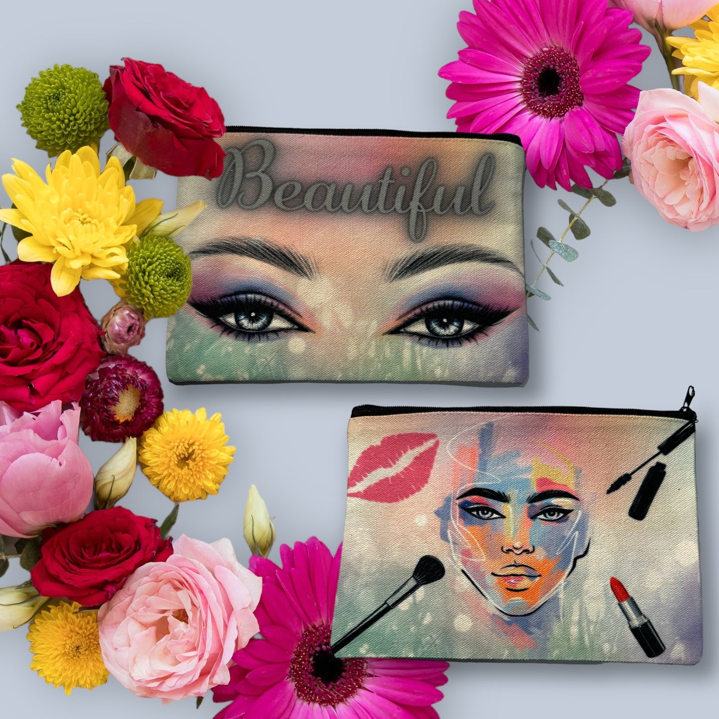 Zippered Designed Makeup Bags