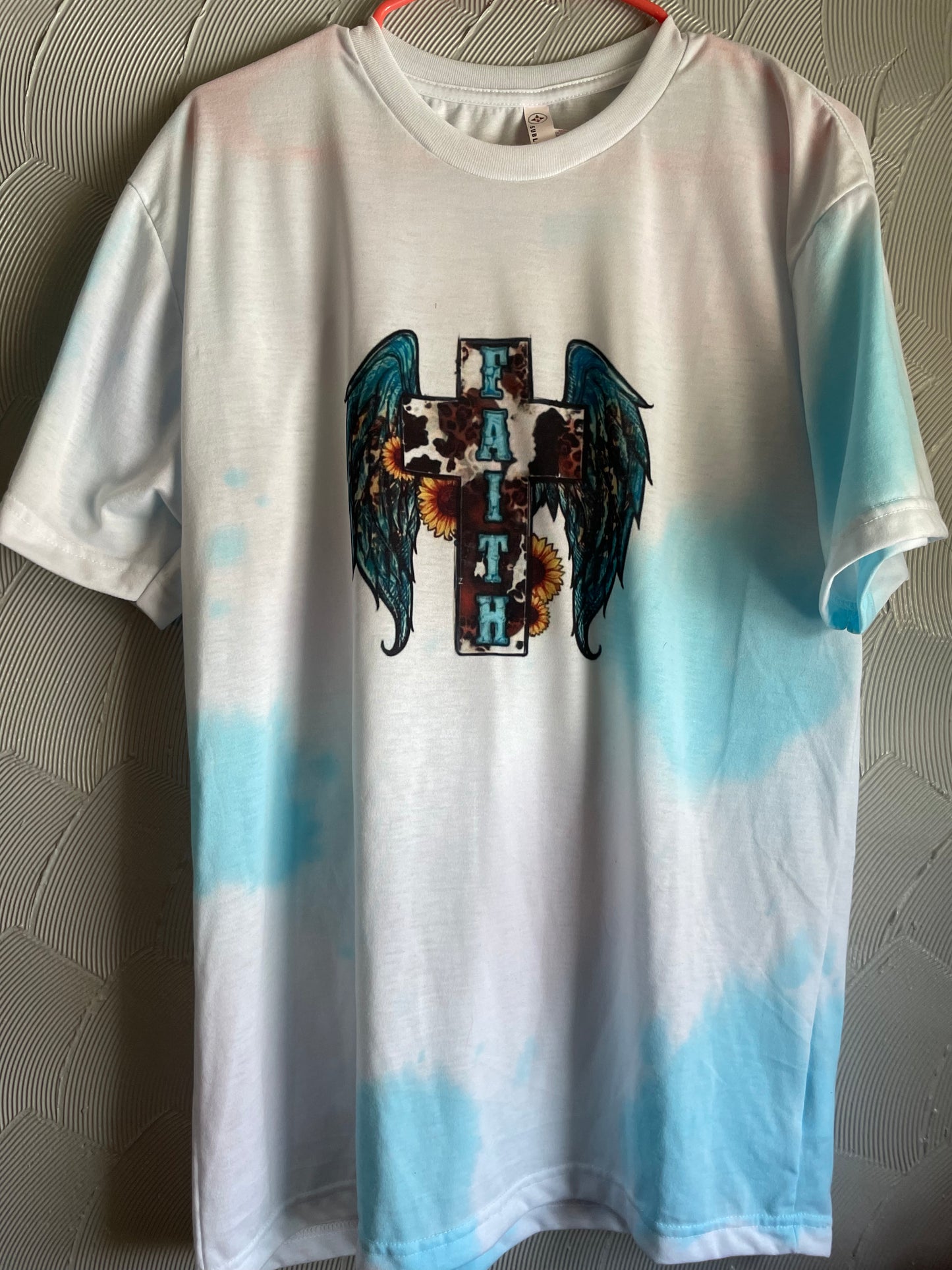 Faith Graphic White and Teal Shirt