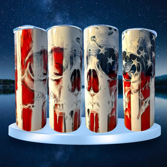 Skull With American Flag 20oz Tumbler