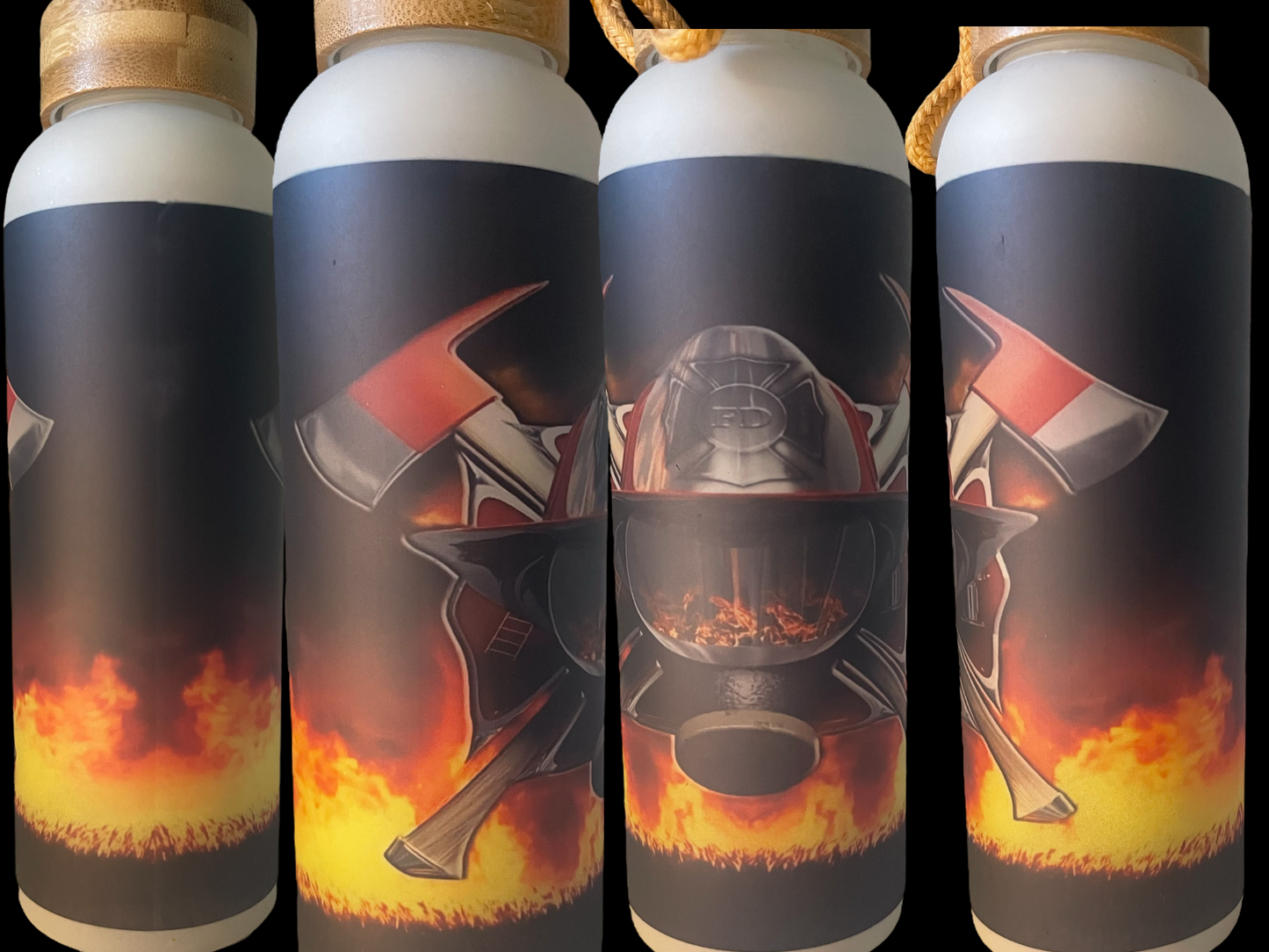 Firefighter Apparatus And Axes 25oz Frosted Glass Bottle