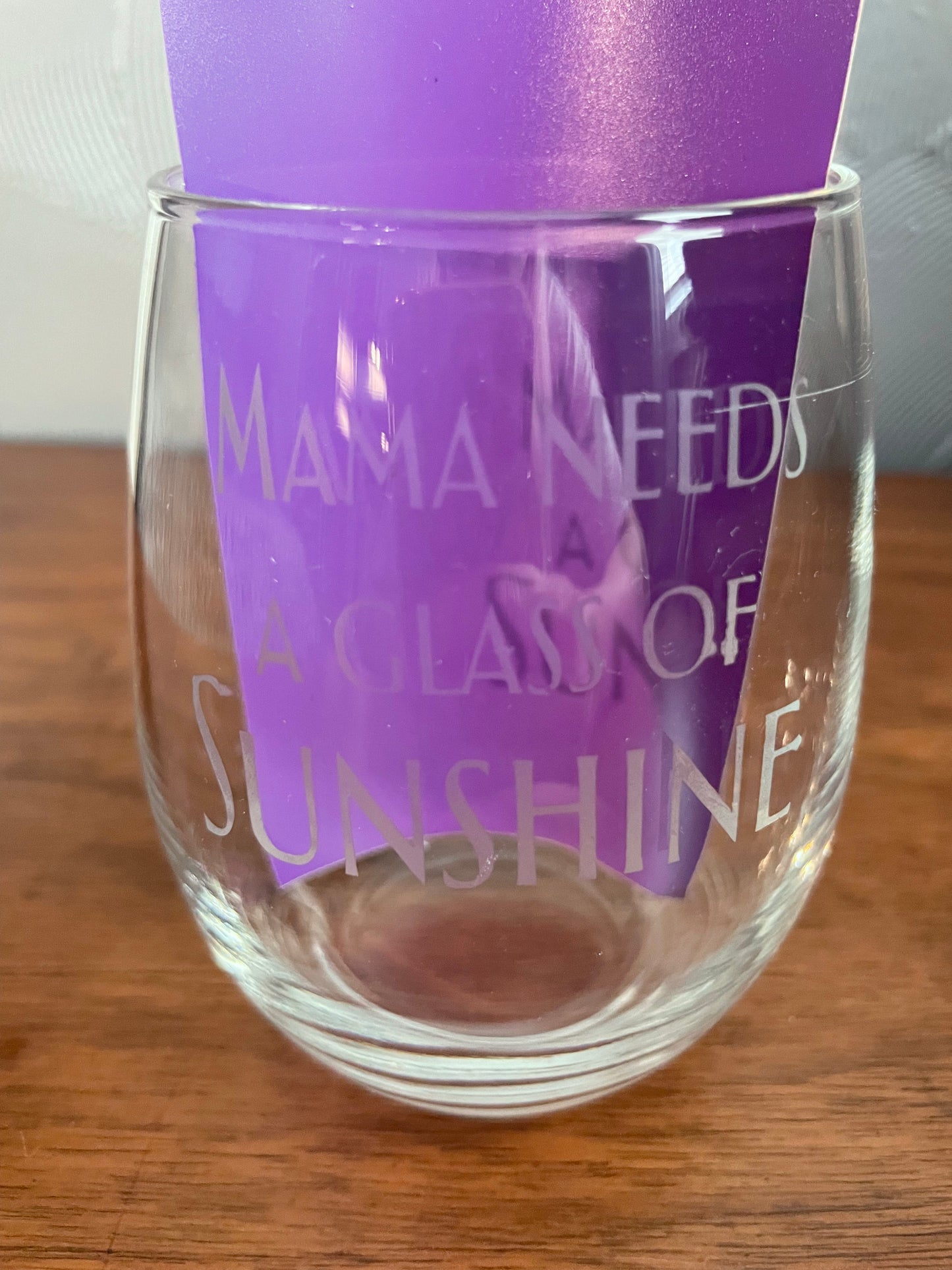 Mama Etched Stemless Wine Glass