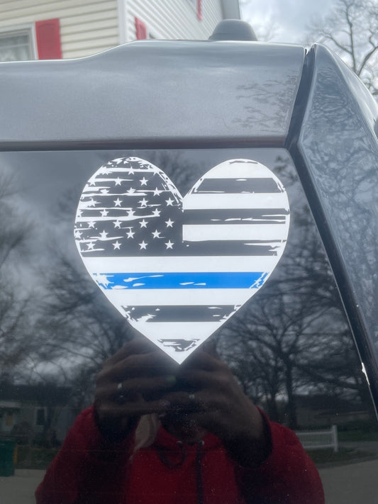 Back The Blue Heart Decal